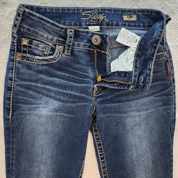 Vintage Silver Suki Jeans Capri Style In Dark Blue Wash - Picture 5 of 8